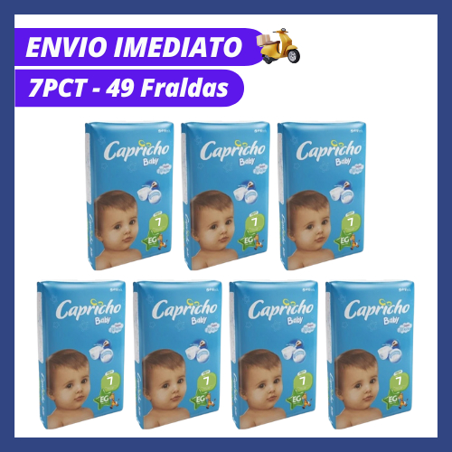 Kit Capricho Baby EG 7 Pacotes (49 Fraldas) Atacado com Preço Imbatível e Frete Grátis