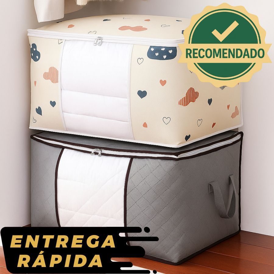 Caixa Organizadora Estampada Flexível Closet Roupa Cobertor Casacos Armário