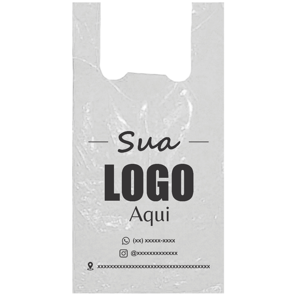Sacolas Plásticas Para Loja Personalizadas - 30x40 cm - Alça Camiseta - 100 ou 250 unidades
