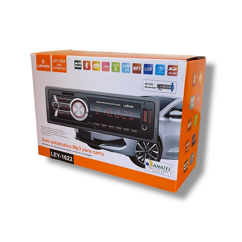 Som Automotivo Mp3 Bluetooth Radio Am Fm Com Usb Universal Original