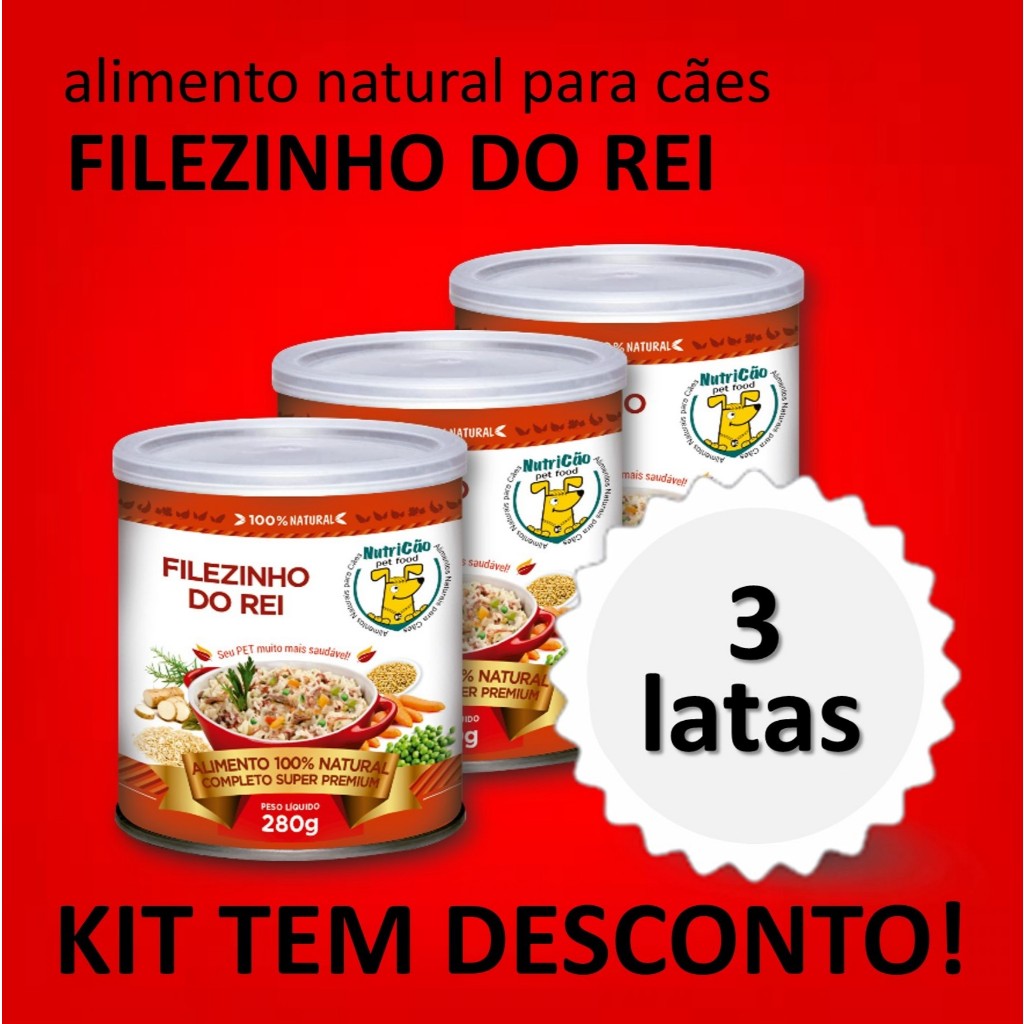 Kit Delícia Ração Úmida NutriCão Pet Food para Cães Filezinho do Rei Alimento Natural