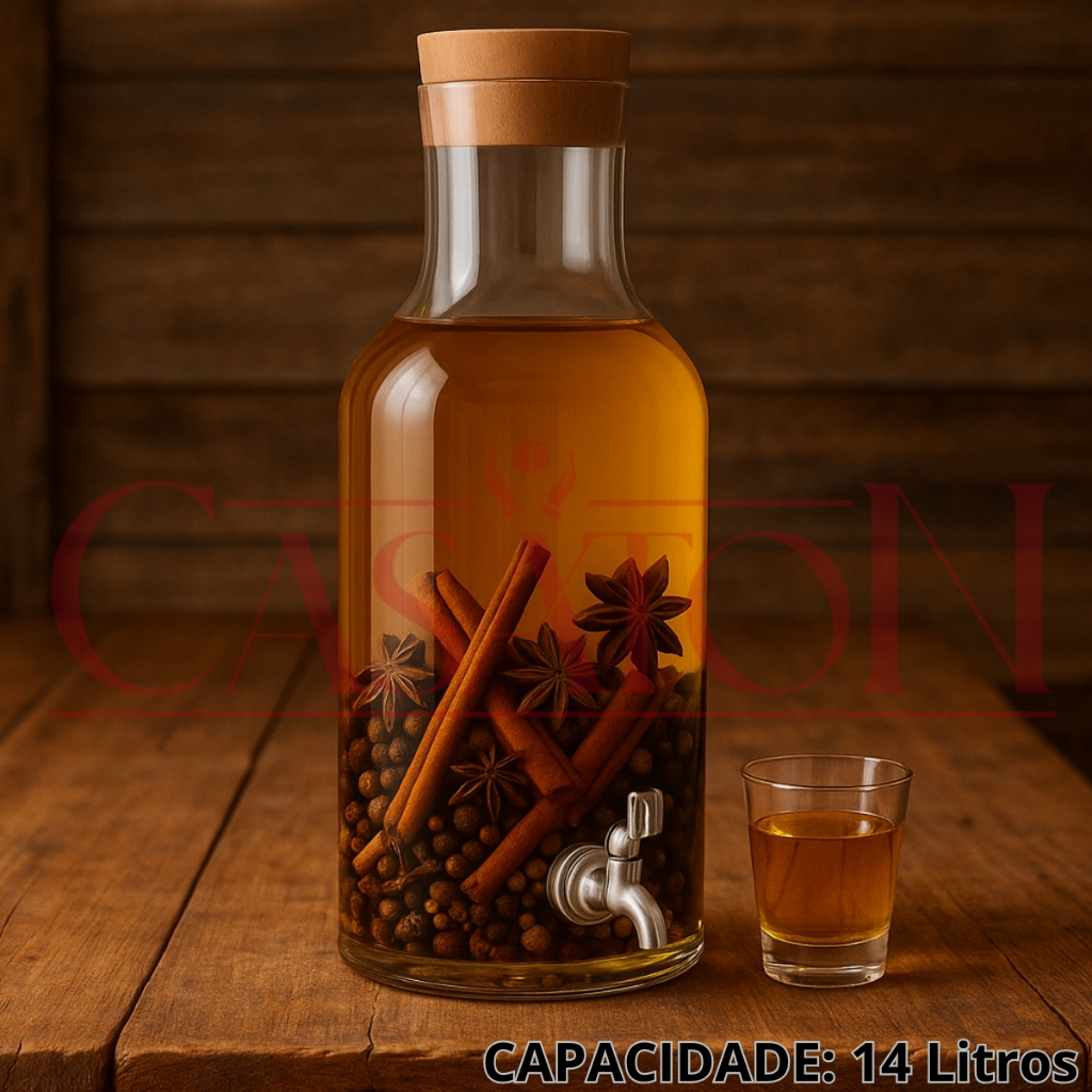 Garrafão Suqueira De Vidro Gigante 14 Litros Dispenser Sucos Água Saborizada Cachaça Decorativo