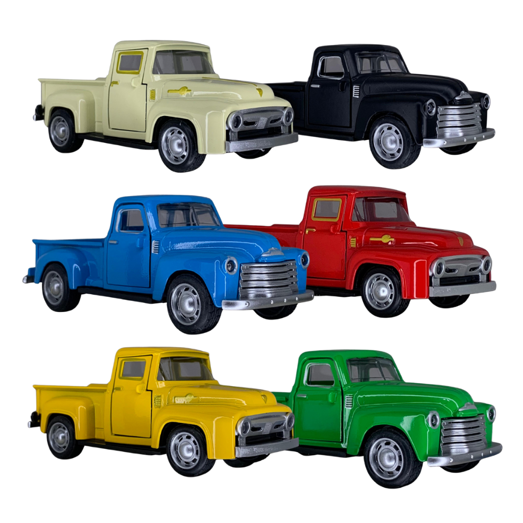 Mini Caminhonete Antiga 1:32 Colecionável de Metal Die-Cast com Portas Abertas Colorida Realista