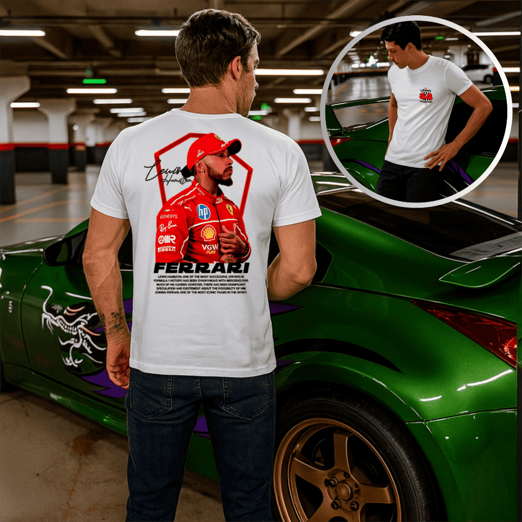 Camisa Hamilton Ferrari Formula 1 Carro Camiseta Streetwear Masculina 100% Algodão Premium Carros