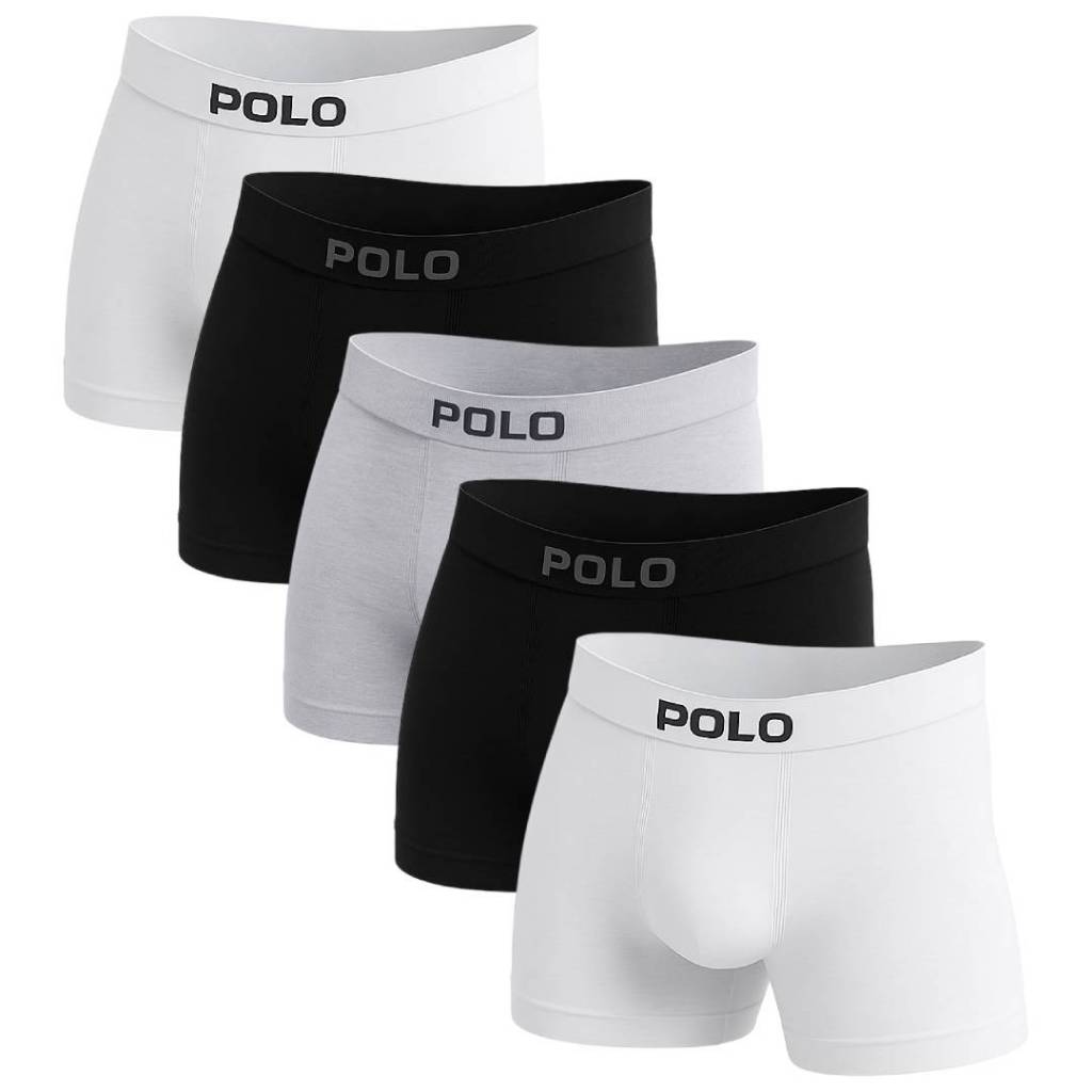 Kit 5 Cuecas Boxer Microfibra Polo Star Sortida