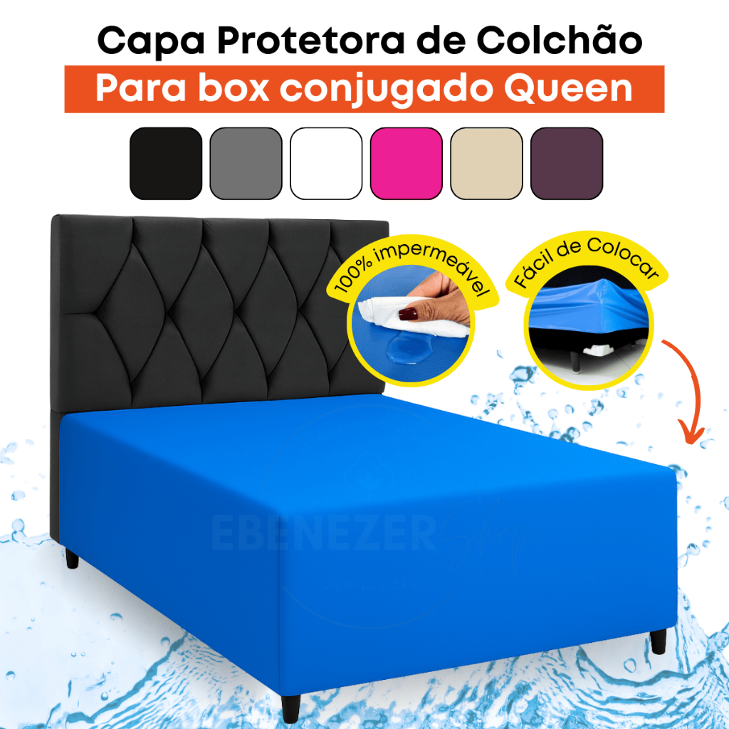 Capa Protetora Luva Cama Box Conjugada Impermeável Protetor de Colchão Queen Antialérgico