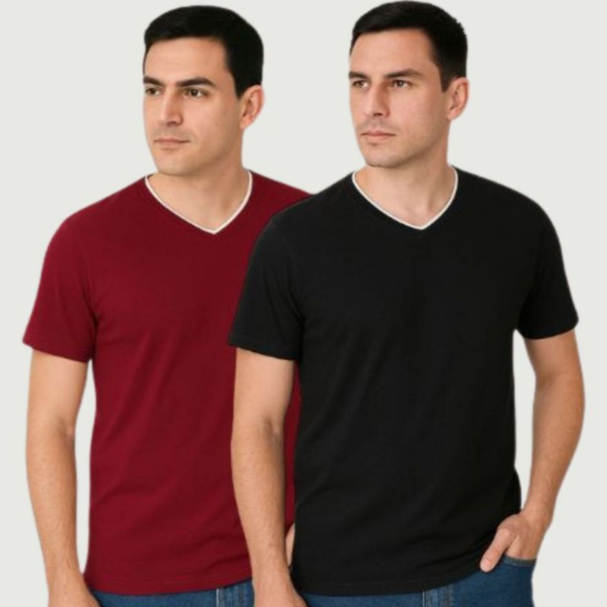 kit 2 Camisetas Masculina Gola V Básica Lisa em Oferta na Shopee