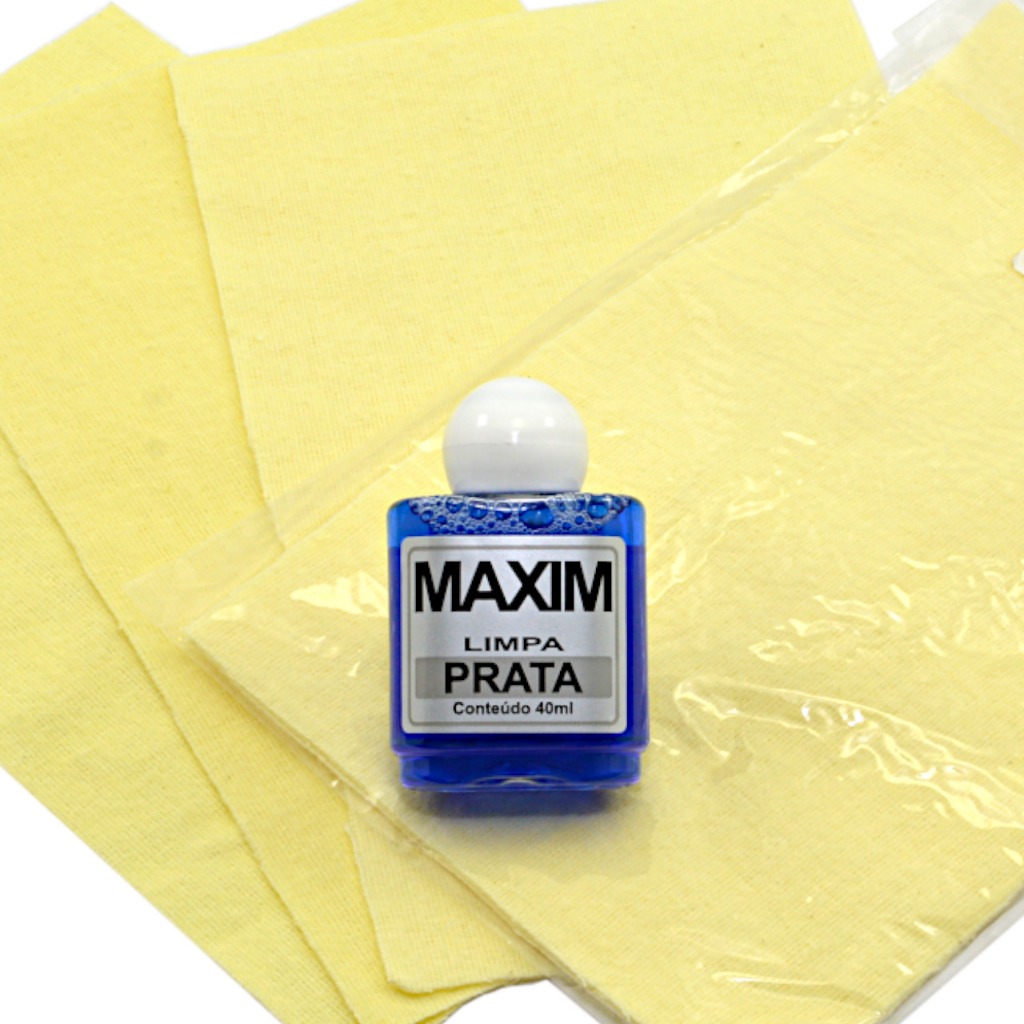 Limpa Pratas 40 ML Maxim + 3 Flanelas Pano Mágico Tamanho grande em Oferta na Shopee