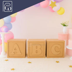 Trio de Cubos Decorativo em MDF Cru – 20x20cm