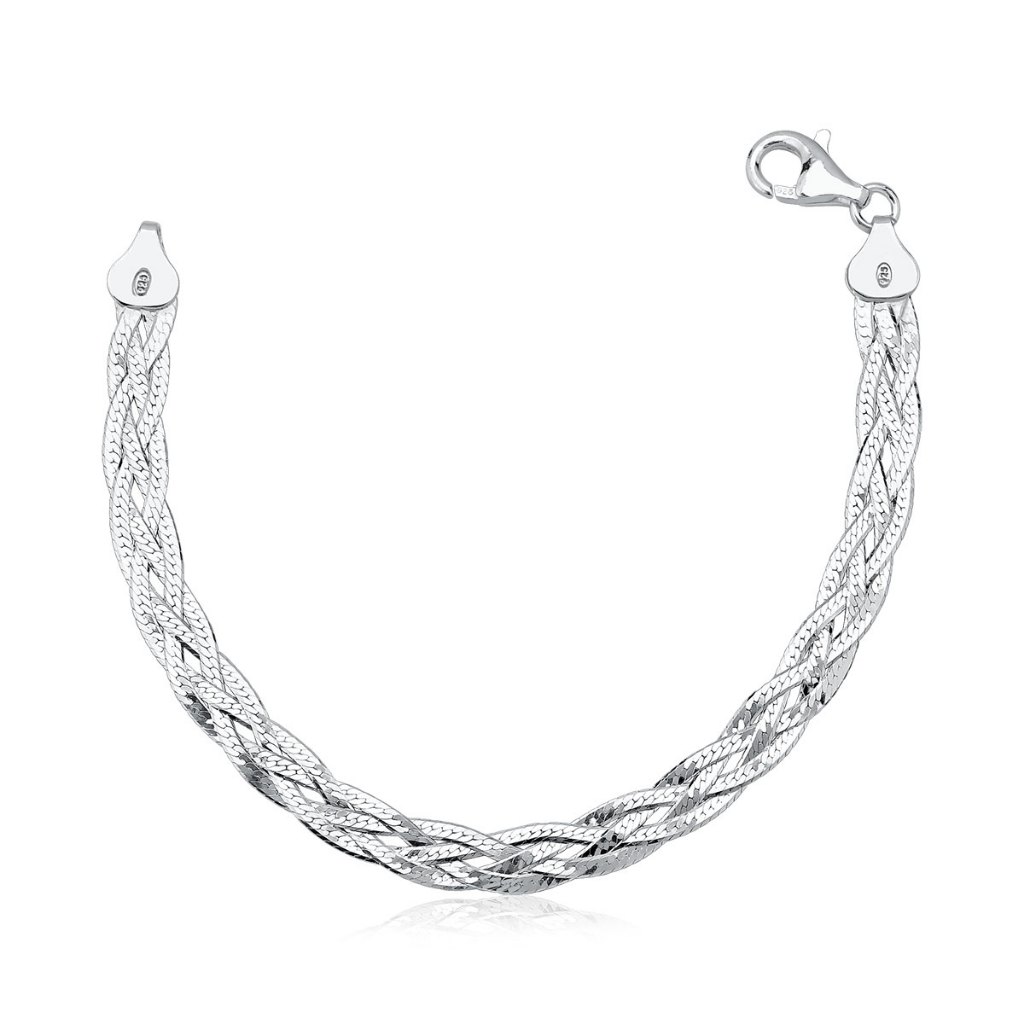 Pulseira Feminina de Prata 925 Trançada com 4 Fios em Oferta na Shopee