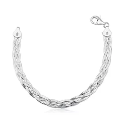 Pulseira Feminina de Prata 925 Trançada com 4 Fios