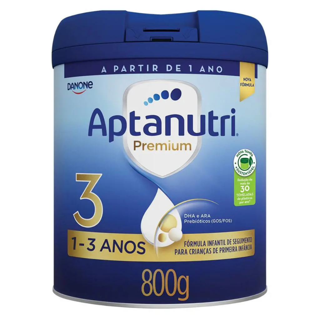 Fórmula Inf. Aptanutri Premium 3 Danone 800g P/ Crianças A Partir De 1 Ano C/ DHA ARA e Prebióticos em Oferta na Shopee