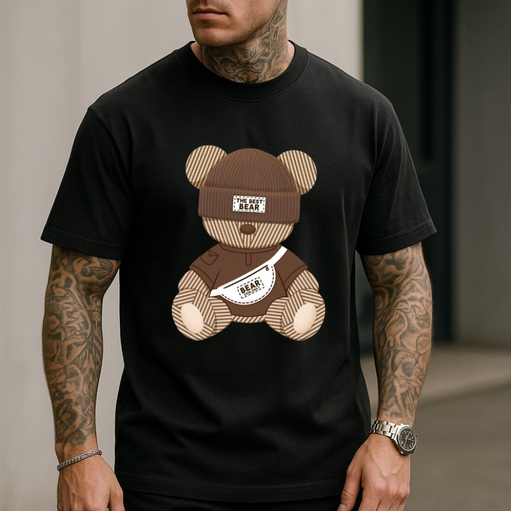 Camiseta Streetwear Estampa Urso Toquinha Tumblr Camisa Masculina Unissex Malha Algodão em Oferta na Shopee