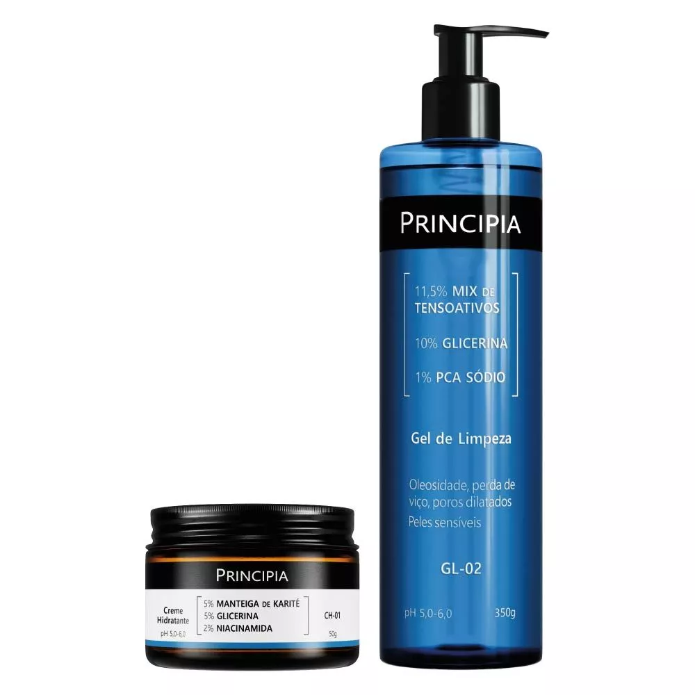 Principia Kit Todo Tipo de Pele Dia/Noite c/ Gel de Limpeza GL-02 + Creme Hidratante CH-01