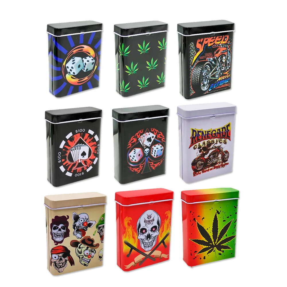 Caixa Case Latinha Estampada de Bolso Para Armazenamento em Metal Estampada/ Colorida Caveiras em Oferta na Shopee