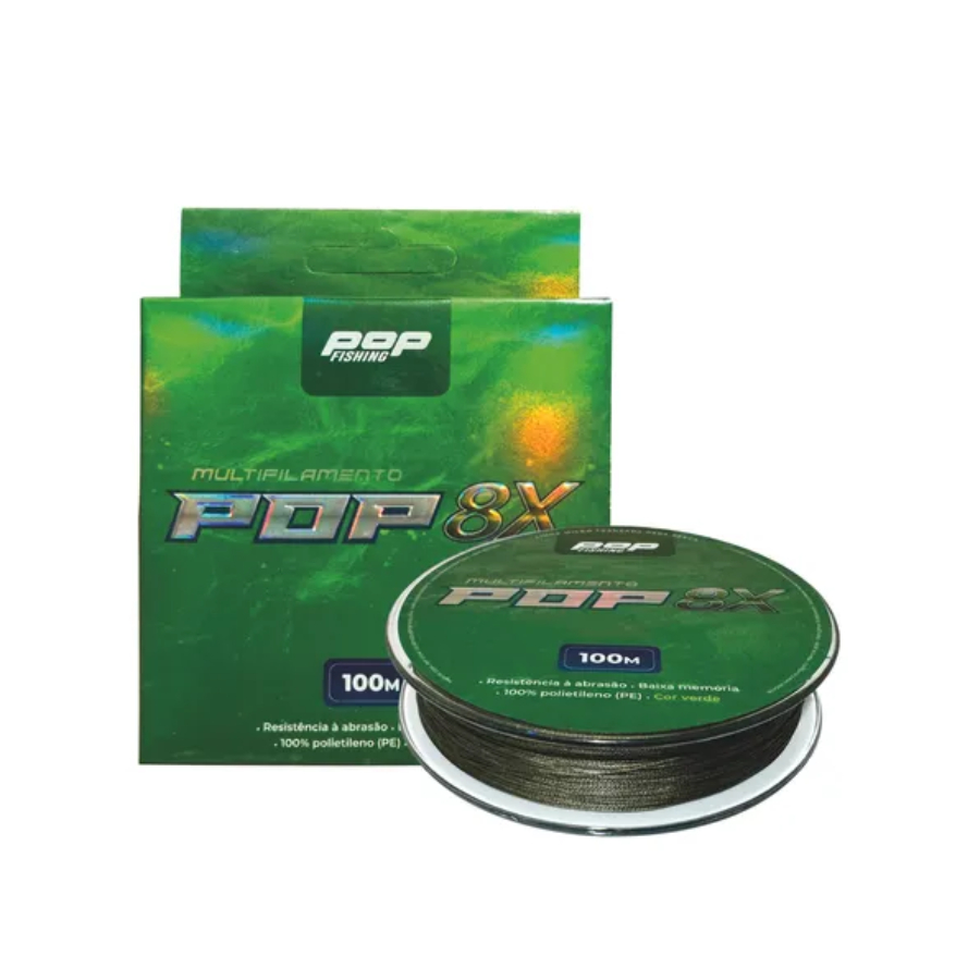 Linha De Pesca 8 Fios Pop Fishing Verde 100 Metros Super Forte Arremesso Longo P/ Molinete Carretilha