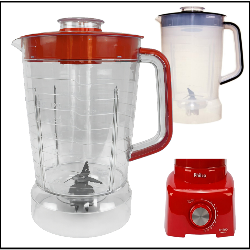 Copo Liquidificador Philco Ph 900/ PH1200 / PLQ1212 / PLQ 1412/ PLQ 1350/ BRIT B 1000 / BRIT. B 1000 TURBO/DIAMANTE 1200