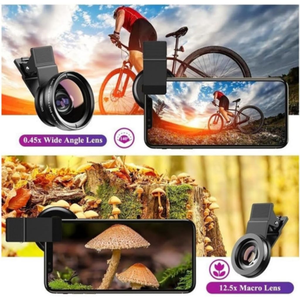 Lente para Celular Universal Com Clipe-Super Macro E Grande Angular 2 Em 1