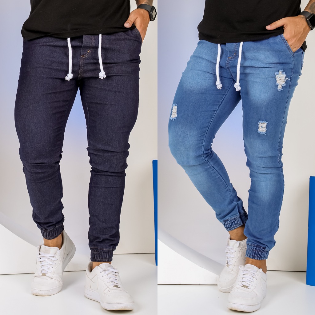 Calça Jeans Masculina Jogger Premium Com Lycra