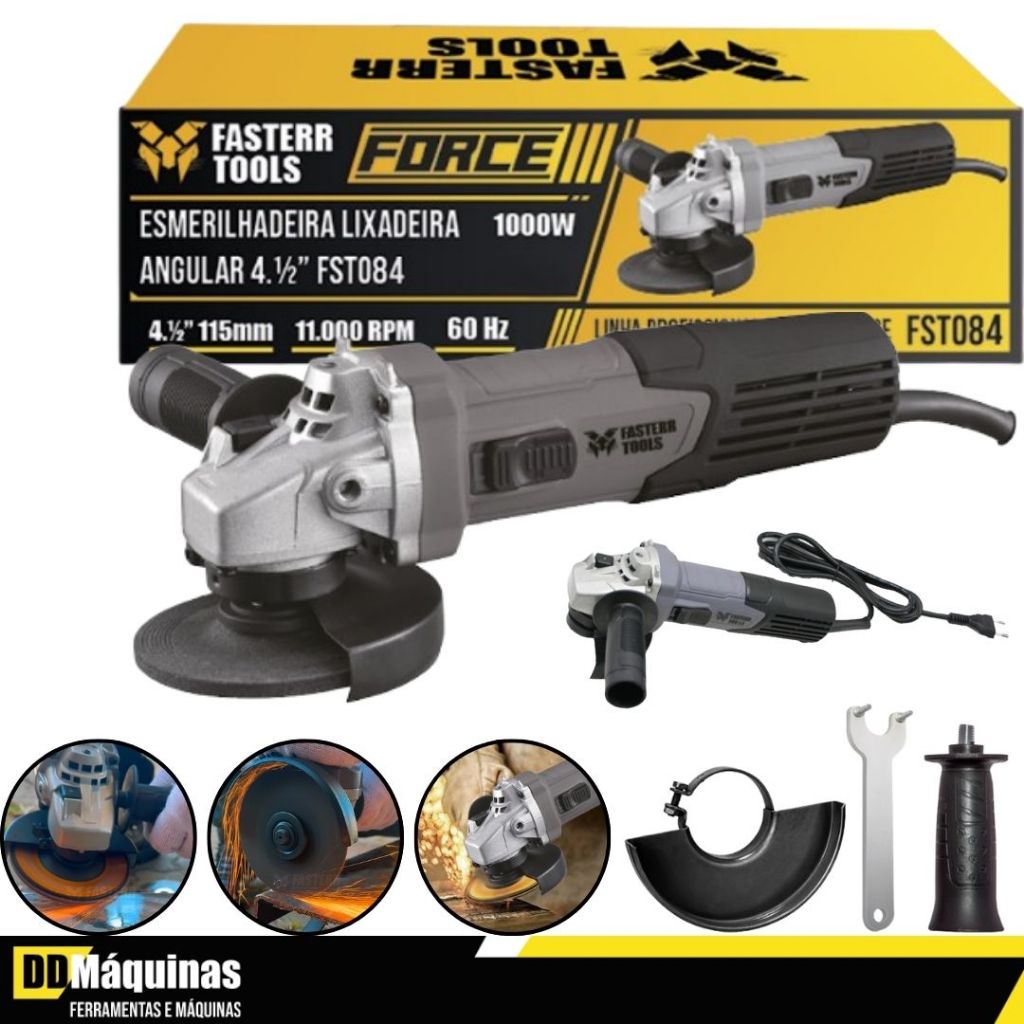 Esmerilhadeira Angular Lixadeira Eletrica 4.1/2 Force 1000w 220v FST084 - Fasterr - Home & Living