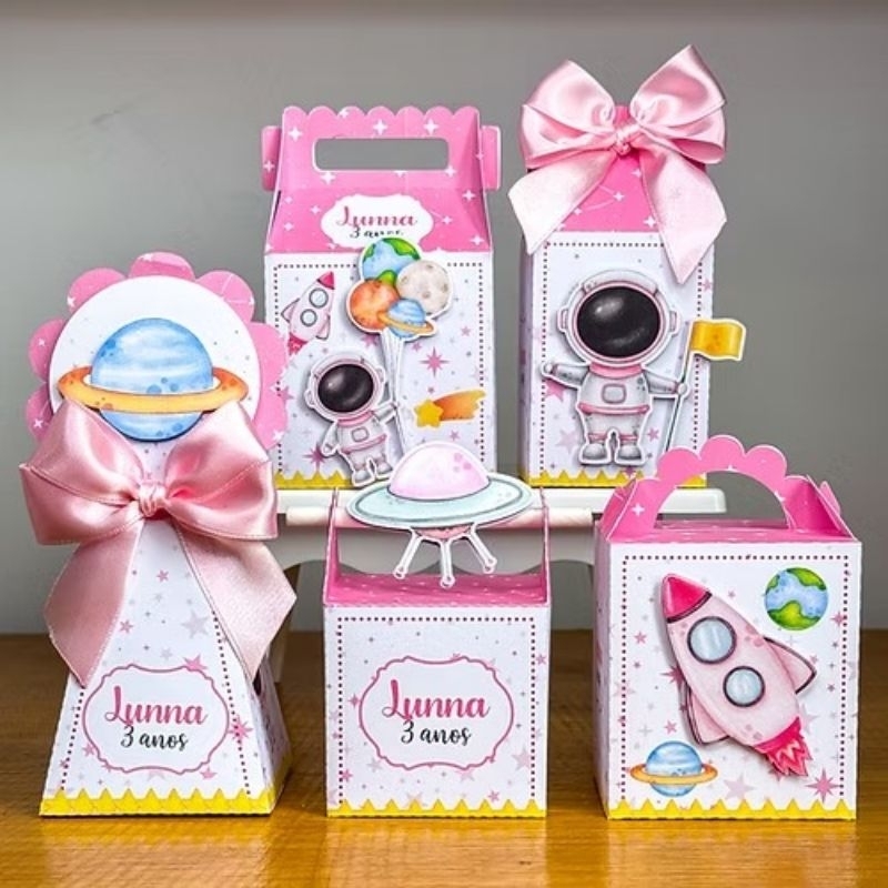 Personalizados ASTRONAUTA ROSA(PEGUE E MONTE) |  Kit Festa Personalizadas Lembrancinhas e Mimos