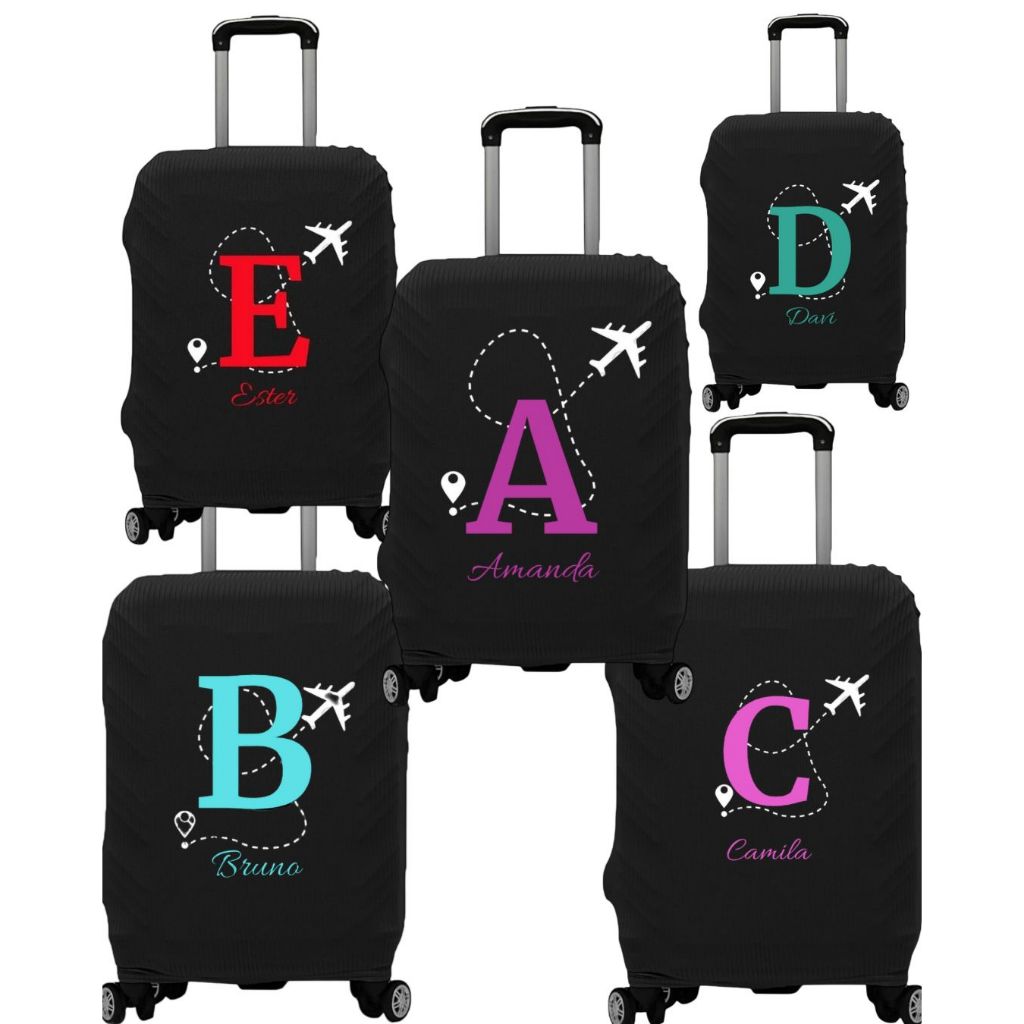 Imagem Capa de Mala personalizada com Nome e Inical-Tecido Canelado