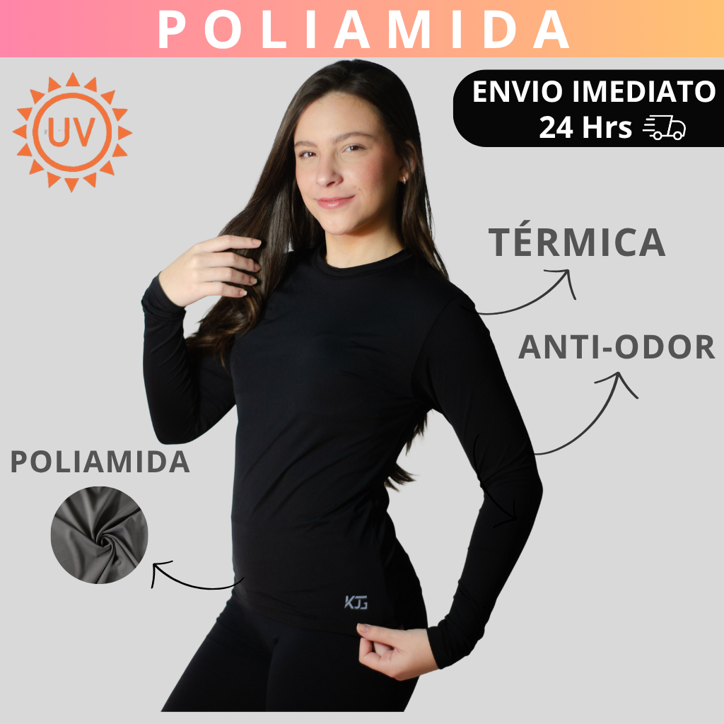 Camisa Poliamida Uv50+ Feminina Térmica Anti Odor Manga Longa Proteção Solar Blusa Segunda Pele KJG