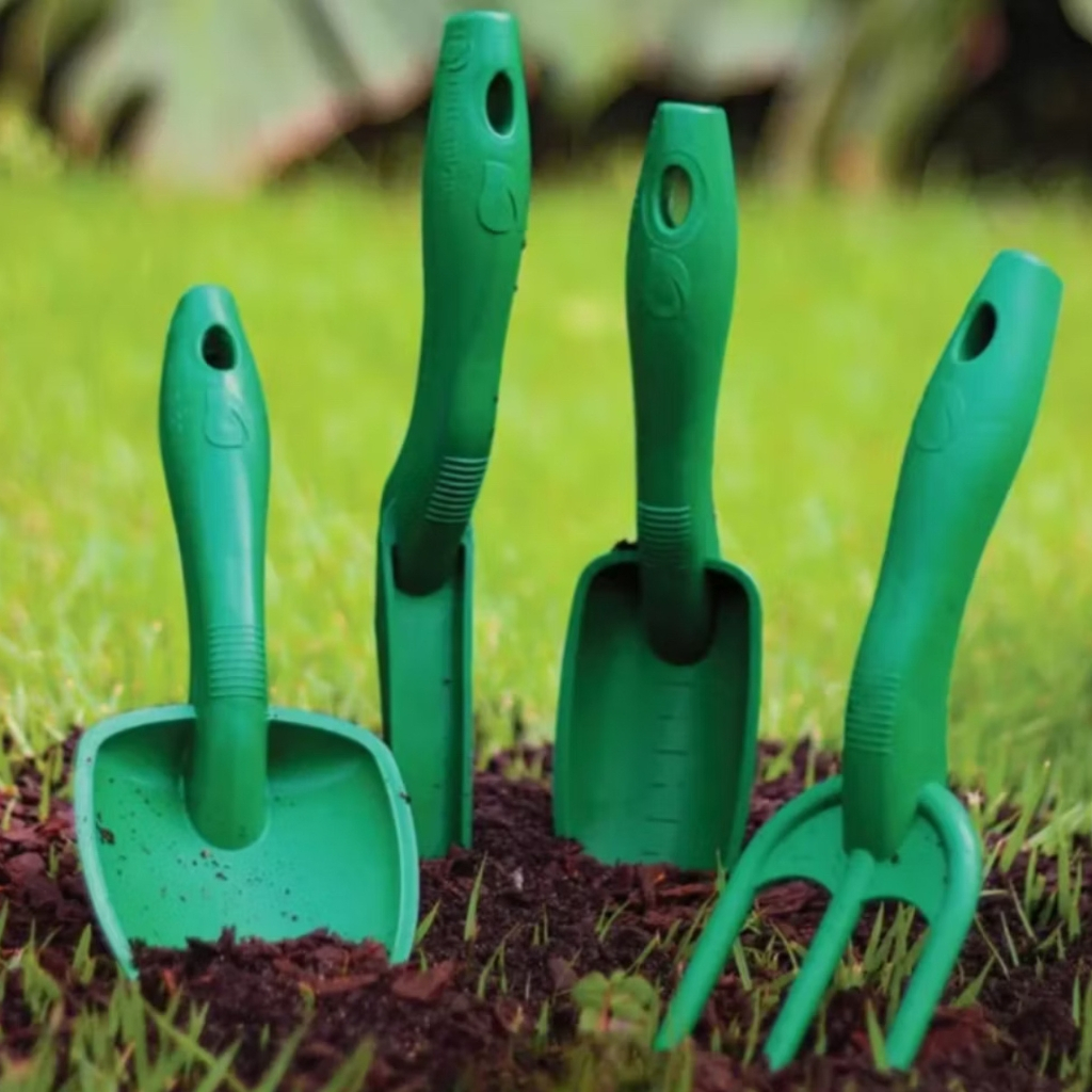 Conjunto Kit Ferramentas Jardinagem 4 Peças Jardins Planta em Casa Plástico Resistente