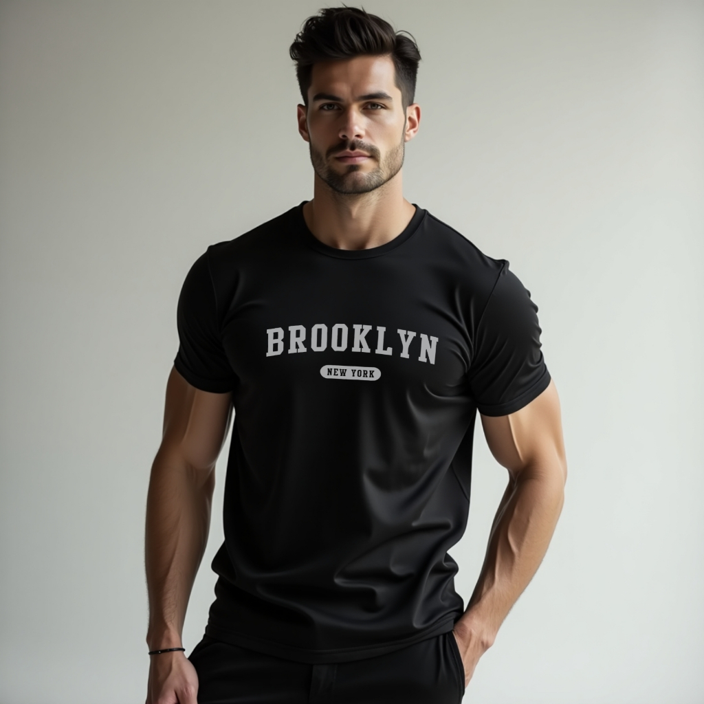 Camiseta Masculina Brooklyn New York Tshirt 100% Algodão Camisa Estampa Estilosa