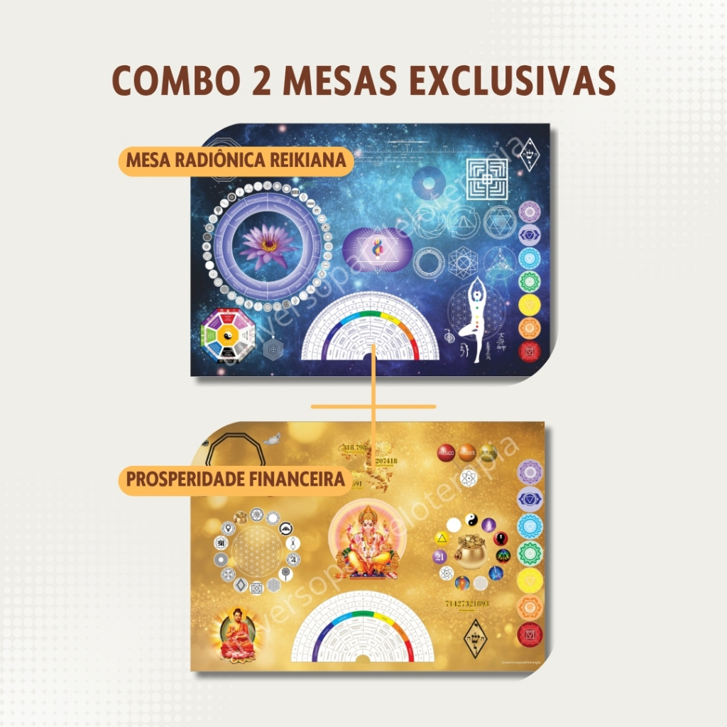 Combo 2 Mesas Radiônicas Reiquiana + Prosperidade Financeira Comple Terapia Energética Amor Dinheiro