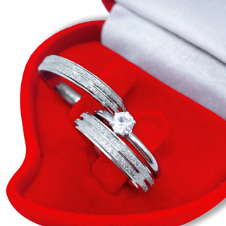 Aliança de Namoro Par Compromisso com Solitário e Caixa de Veludo Noivado Diamantada Aço Inox Prata em Oferta na Shopee