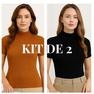 Blusa Feminina cacharel com Gola Alta – Manga Curta e Tecido Ana Ruga – P ao GG em Oferta na Shopee