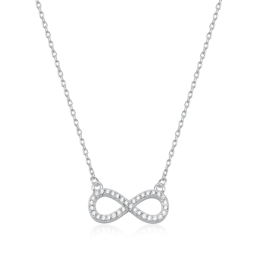 Colar Feminino de Prata 925 Infinito com Zircônias em Oferta na Shopee