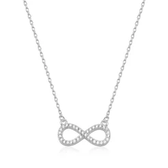 Colar Feminino de Prata 925 Infinito com Zircônias