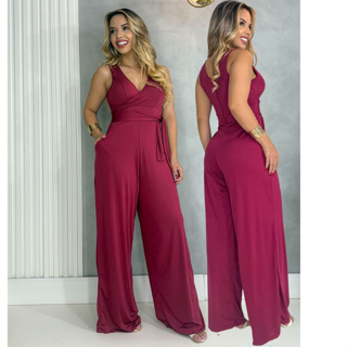 Macacão Laço Pantalona Elegante Com Ziper Nas  Costas em Oferta na Shopee