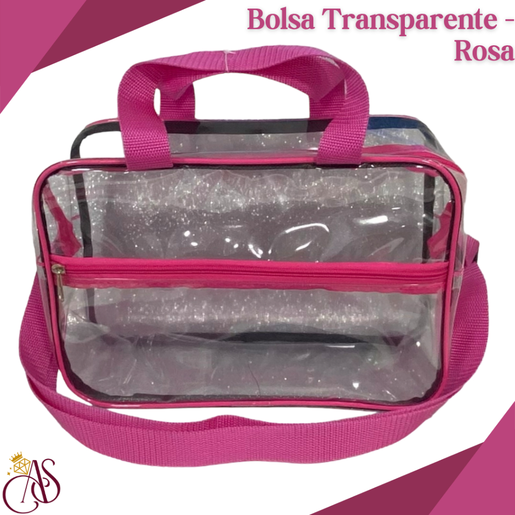 Bolsa Toda Transparente com Alça de Mão e Alça Tiracolo Colorida
