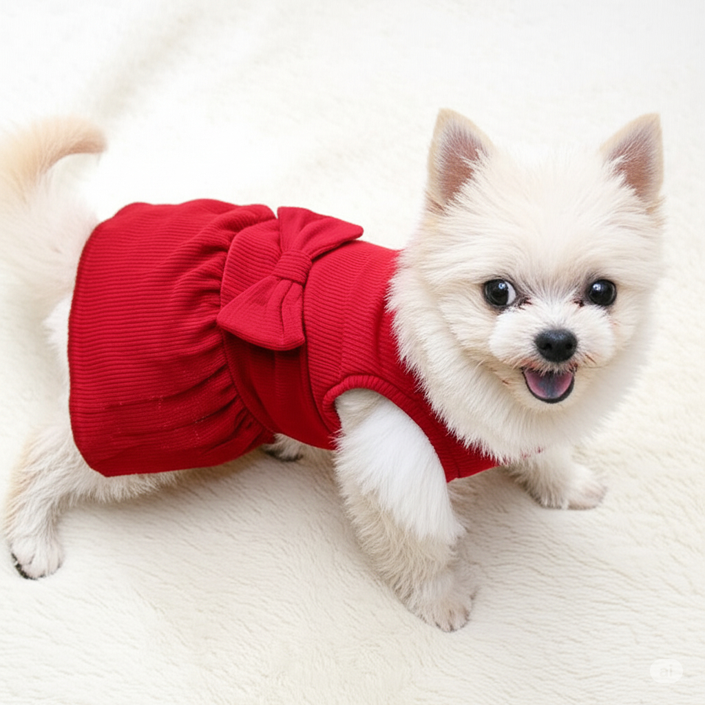 Roupa Pet Vestido para Cachorro Rosa e Vermelho com glitter- Brilho e Charme para sua Pet.