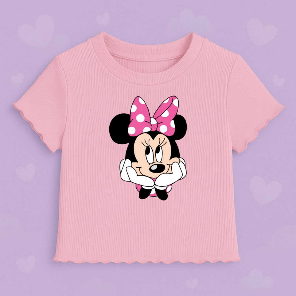 Blusinha Infantil Minnie Menina Canelada com Babado Premium Moda Juvenil em Oferta na Shopee