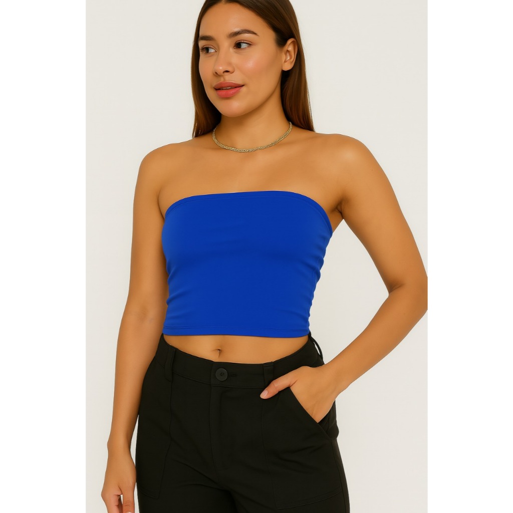 Kit 2 Tube Tops Cropped Feminino – Suplex Duplo em Várias Cores | Tomara que Caia Básico Blogueira