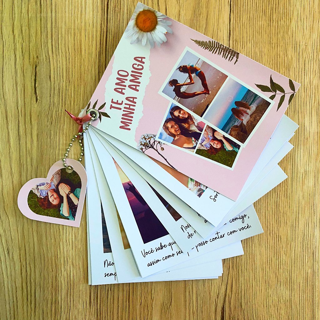 Mini Álbum de Fotos - TE AMO MINHA AMIGA/AMIGO ROSA E AZUL -Presente Personalizado para sua Amiga (o) *leia a descrição*