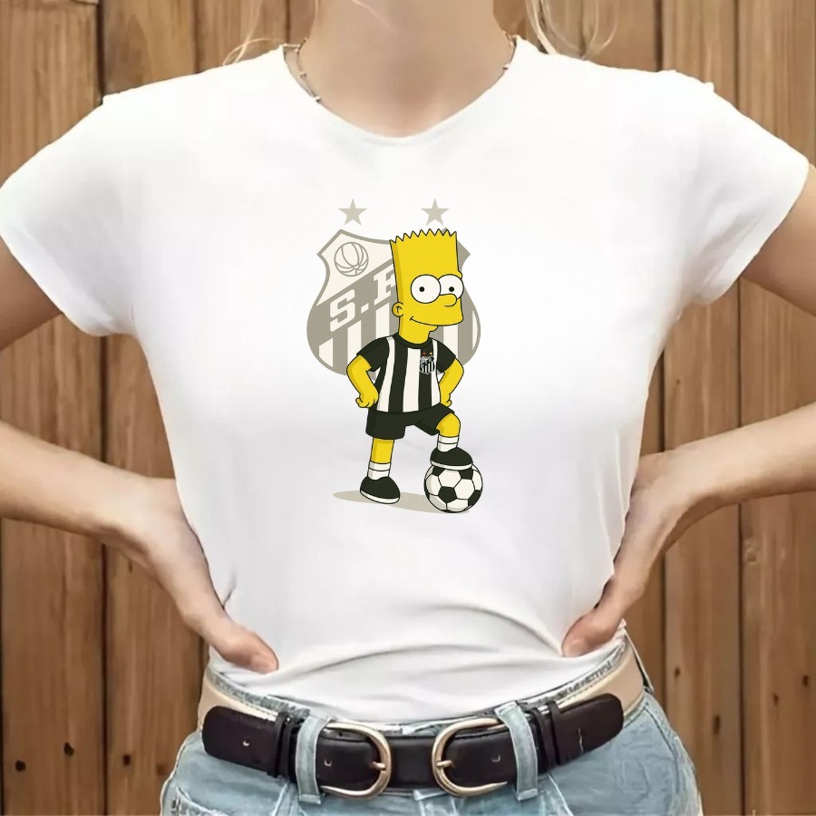 Camisa Do Santos Baby look  Bart Simpsons - Camiseta Feminina Do Peixão
