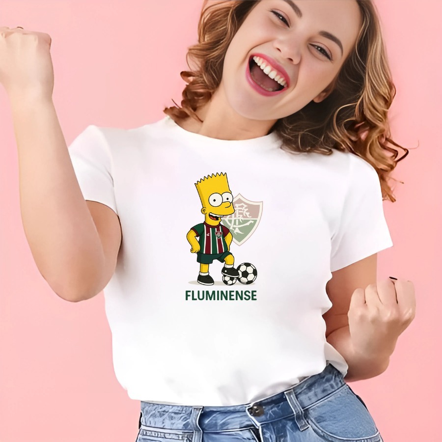Camisa Do Fluminense Feminina Bart Simpson - Camiseta Do Fluzao