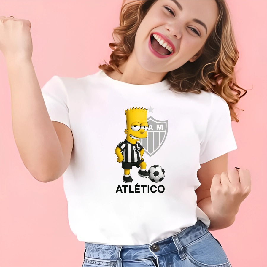 Camisa Do Atletico-MG Feminina Bart Simpson - Camiseta Do Galo