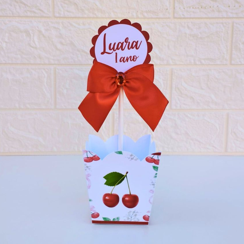 Centro de Mesa Cachepot Cerejinha Personalizados |Festa Infantil | Lembrancinhas | Aniversario | Kit Caixas 