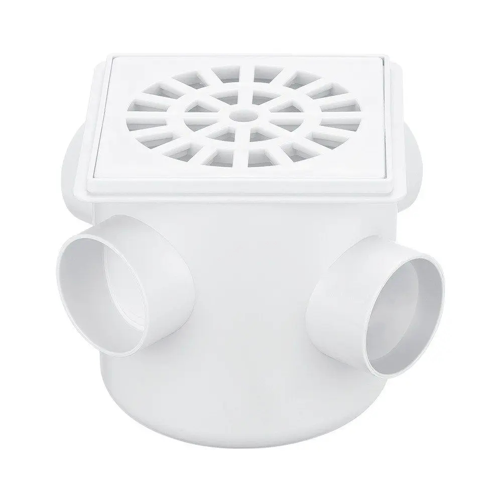 Caixa Sifonada Branca Quadrada Com Grelha Ralo 100mm  Esgoto Banheiro Sifão DN 100x100x50mm - HERC em Oferta na Shopee