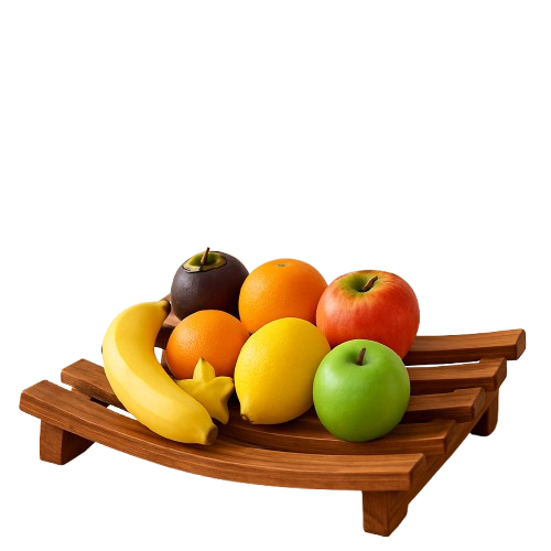 Fruteira de Madeira Rústica para Mesa – Decoração Gourmet 32x28cm