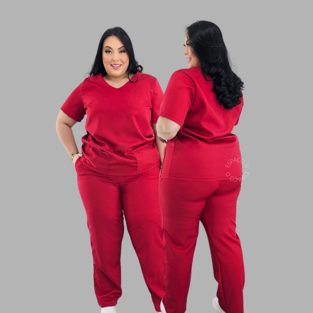 Pijama Feminino Plus Size Conjunto Scrub Gabardine Premium Hospitalar Cirúrgico Tamanho Grande - Ph em Oferta na Shopee