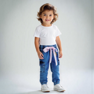 Calça Jeans Infantil Menina Tam  1 2 3. em Oferta na Shopee