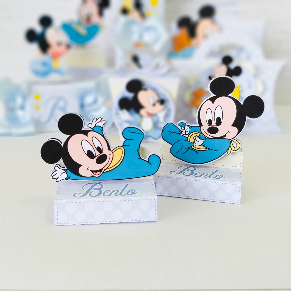 Porta Bis Lembrancinha Personalizada Decoração Festa - Mickey Baby Disney - Aniversário, mêsversário, chá de bebê