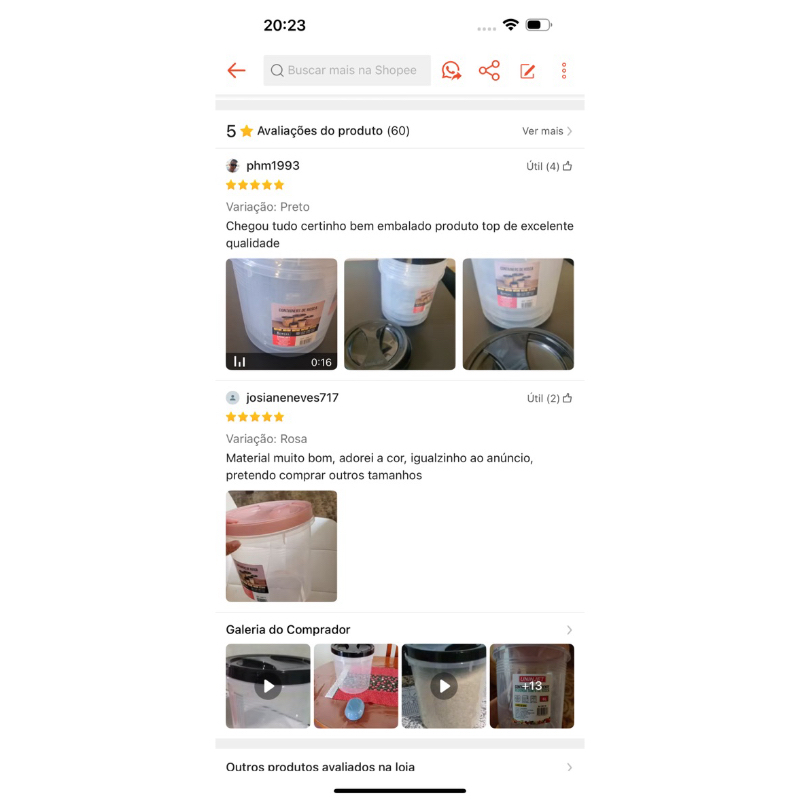 Pote de Plástico Com Rosca 6L Organizador Multiuso Mantimento Porta  Cozinha Armazenamento